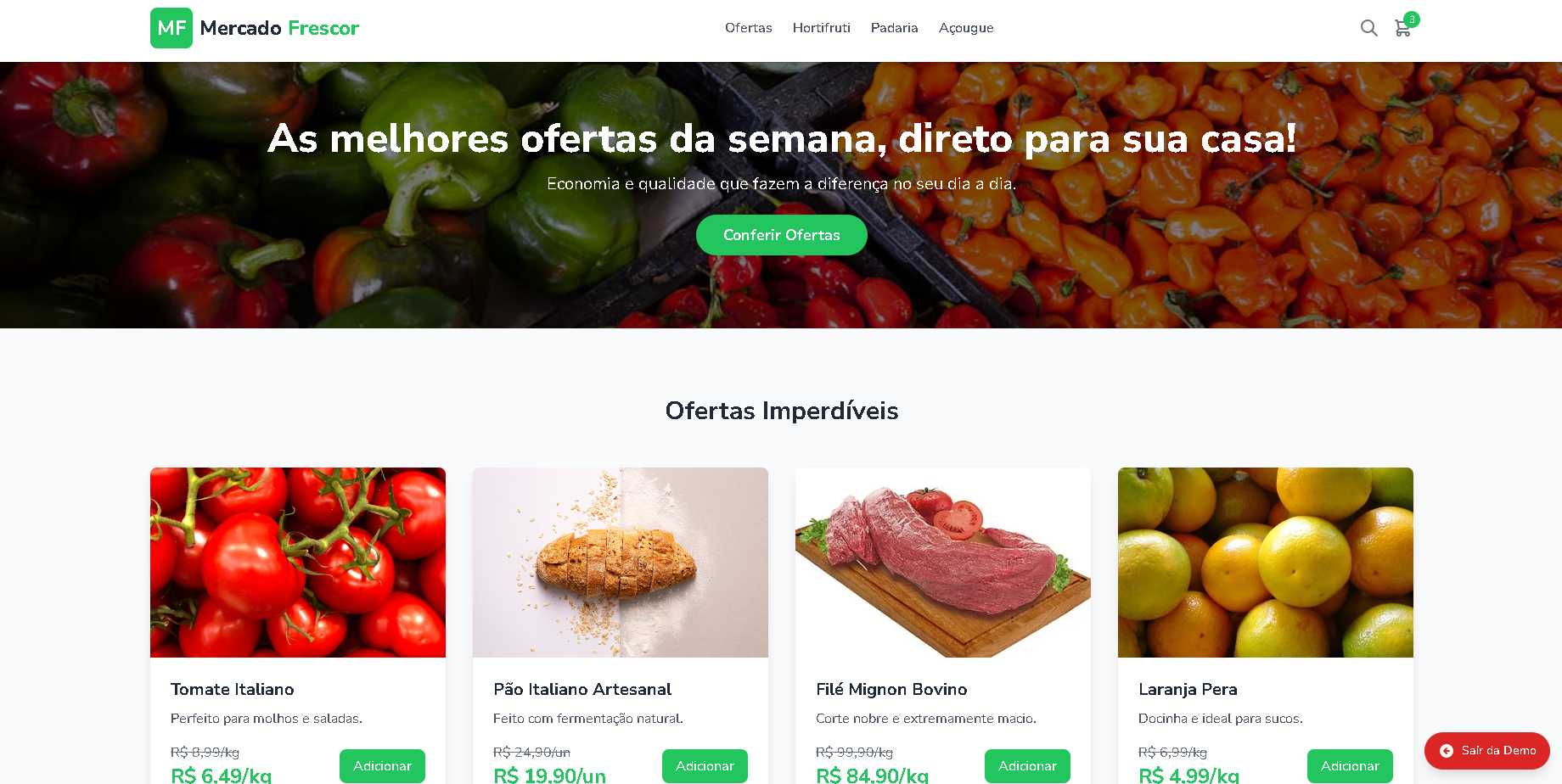 Preview do site para Mercado