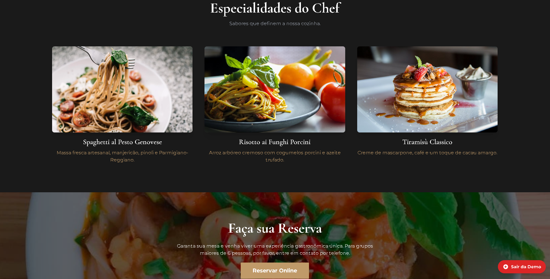 Preview do site para Restaurante