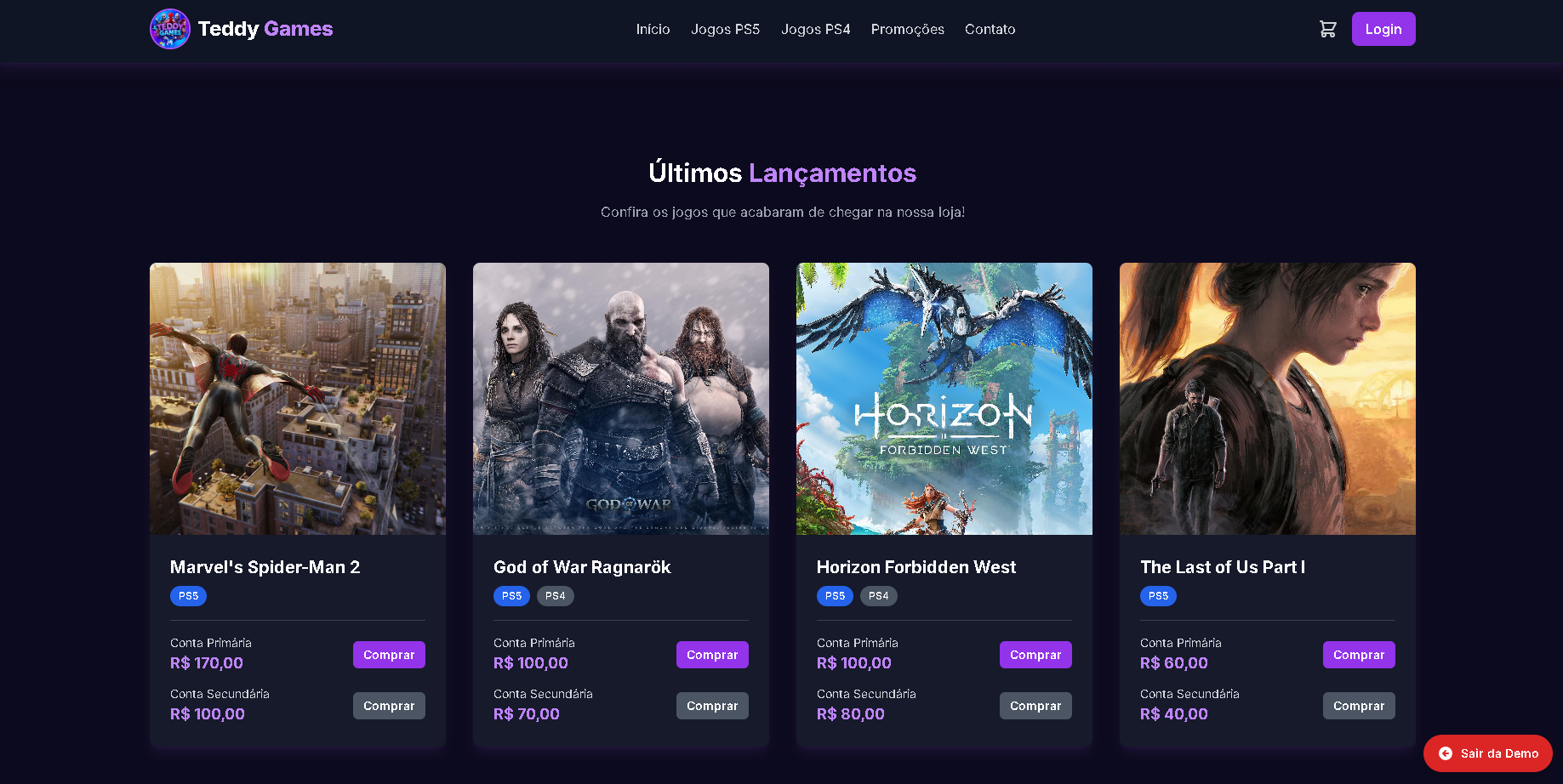 Preview do site para Loja Virtual
